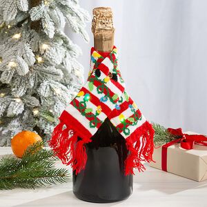 Декор для бутылки Новогодний Шарф - Гирлянда с LED подсветкой, на батарейках