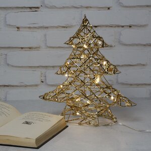 Светодиодная фигура Елка Констансия - Golden Gloss 30 см, 20 теплых белых LED ламп, на батарейках, IP20