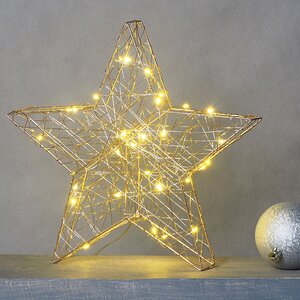Светодиодная фигура Звезда Монтелло Голден 30 см, 30 теплых белых LED, таймер, на батарейках Koopman фото 1