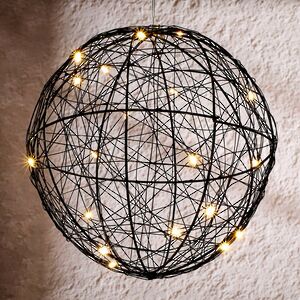 Светодиодный шар Монтелло Блэк 20 см, 20 теплых белых LED ламп, таймер, на батарейках