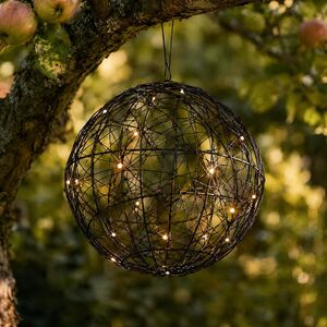 Светодиодный шар Монтелло Блэк 20 см, 20 теплых белых LED ламп, таймер, на батарейках