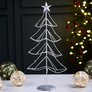 Светодиодная фигура Елка Алета - Silver Hour 40 см, 20 теплых белых LED ламп, на батарейках, IP20