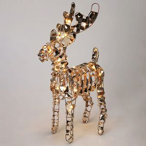 Светодиодная фигура Олень Брэй 37 см золотая, 50 теплых белых микро LED ламп, на батарейках, таймер, IP20