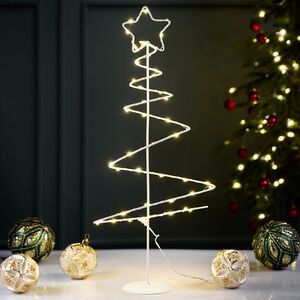 Декоративная светящаяся елка Риверли Вайт 53 см, 46 теплых белых LED ламп, таймер, на батарейках