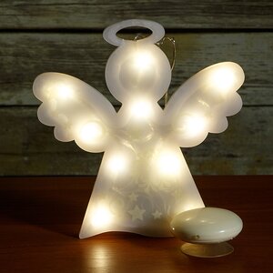 Светящееся украшение на присоске Ангел 21*22 см, 10 теплых белых LED ламп на батарейке Snowhouse фото 1