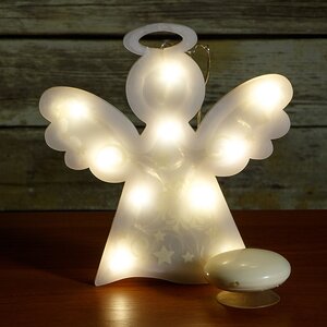 Светящееся украшение на присоске Ангел 21*22 см, 10 теплых белых LED ламп на батарейке Snowhouse (Сноухаус) фото 1