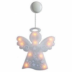 Светящееся украшение на присоске Ангел 21*22 см, 10 теплых белых LED ламп на батарейке Snowhouse фото 2
