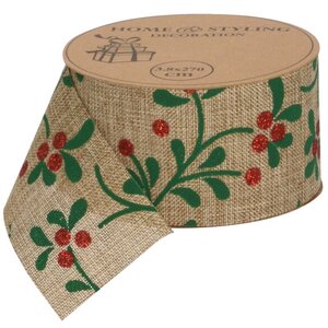 Декоративная лента Red Berries 270*4 см, кофейная