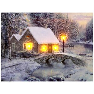 Светодиодная картина Таинственный домик 20*15 см на батарейках