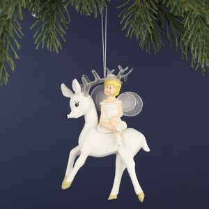 Елочная игрушка Фея в белом на олене, 12 см, подвеска Koopman фото 2