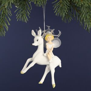Елочная игрушка Фея в белом на олене, 12 см, подвеска Koopman фото 1