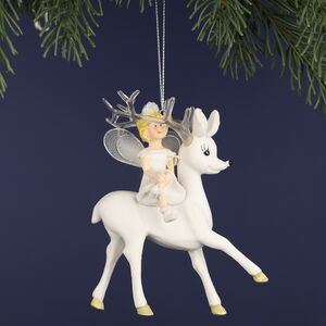 Елочная игрушка Фея в белом на олене, 12 см, подвеска Koopman фото 4