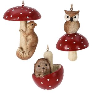 Набор елочных игрушек Лесная Полянка 8-11 см 3 шт, подвеска Koopman фото 1