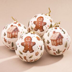 Набор елочных шаров Gingerbread - Пряничные человечки 8 см, 4 шт