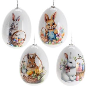 Пасхальные украшения Яйца: Easter Bunnies 7 см, 4 шт, подвеска
