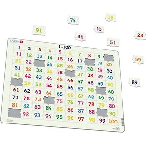 Обучающий пазл Математика - Счёт до 100, 100 элементов, 37*29 см LARSEN фото 2