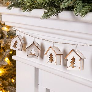 Светодиодная гирлянда Домики Фарелл - Елочки 1.7 м, 10 теплых белых LED ламп, на батарейках, прозрачный ПВХ, IP20 Koopman фото 3