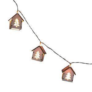 Светодиодная гирлянда Домики Фарелл - Елочки 1.7 м, 10 теплых белых LED ламп, на батарейках, прозрачный ПВХ, IP20 Koopman фото 3