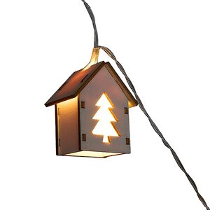 Светодиодная гирлянда Домики Фарелл - Елочки 1.7 м, 10 теплых белых LED ламп, на батарейках, прозрачный ПВХ, IP20 Koopman фото 2