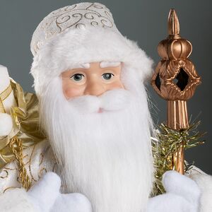 Фигура под елку Дед Мороз - Сказочный Волшебник в кремовом кафтане 45 см Koopman фото 2