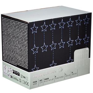 Светодиодная гирлянда бахрома Звездопад Estelar 2*2 м, 415 холодных белых микро LED ламп, контроллер, таймер, IP44