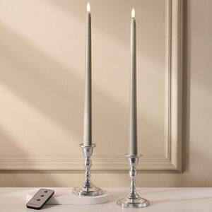 Столовая светодиодная свеча с имитацией пламени Романтика 38 см серая, 2 шт с пультом, таймер, на батарейках