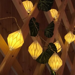Светодиодная гирлянда на батарейках Бумажные Фонарики 10 теплых белых LED ламп 1.5 м, прозрачный ПВХ, IP20