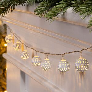 Светодиодная гирлянда на батарейках Шарики Ferarro Bianco 0.9 м, 10 теплых белых LED ламп, прозрачный ПВХ, IP20