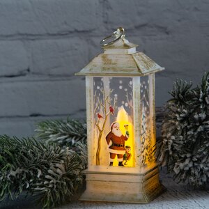 Новогодний фонарик со свечой Сказки зимнего Леса 13 см белый Koopman фото 1