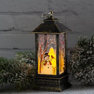 Новогодний фонарик со свечой Сказки зимнего Леса 13 см винтажно-золотистый Koopman фото 1