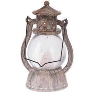 Декоративный фонарь - снежный шар Лампа волшебника Бартоломеуса 12 см на батарейке, серо-коричневый Koopman фото 2