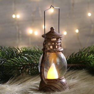 Декоративный фонарь - снежный шар Лампа волшебника Бартоломеуса 12 см на батарейке, коричневый Koopman фото 1