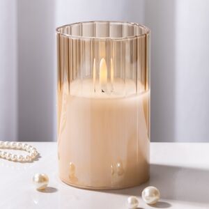 Светодиодная свеча с имитацией пламени Тотнес 12.5 см янтарная, стекло, на батарейках, таймер