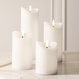 Светодиодная свеча с имитацией пламени Кертон, белая восковая, на батарейках, таймер