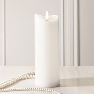 Светодиодная свеча с имитацией пламени Кертон 20 см, белая восковая, на батарейках, таймер