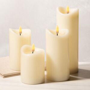 Светодиодная свеча с имитацией пламени Кертон, слоновая кость, на батарейках, таймер