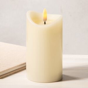 Светодиодная свеча с имитацией пламени Кертон 12.5 см, слоновая кость, на батарейках, таймер