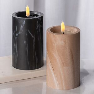 Светодиодная свеча с имитацией пламени Marble 12.5 см, на батарейках, таймер