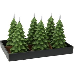 Светодиодная свеча Елочка - Ulseby 19.5 см зеленая, на батарейках, таймер