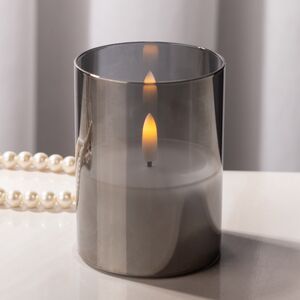 Светодиодная свеча с имитацией пламени Матфен 10 см дымчатая, стекло, на батарейках, таймер