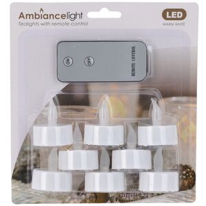 Набор чайных светодиодных свечей с имитацией пламени Редбурн, 8 шт, с пультом