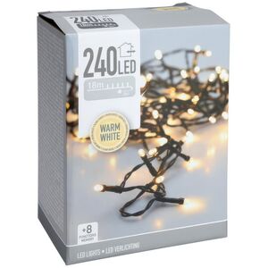 Светодиодная гирлянда Koopman Comfort 18 м, 240 теплых белых LED ламп, зеленый ПВХ, контроллер, таймер, IP44