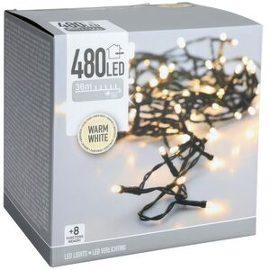 Светодиодная гирлянда Koopman Comfort 36 м, 480 теплых белых LED ламп, зеленый ПВХ, контроллер, таймер, IP44