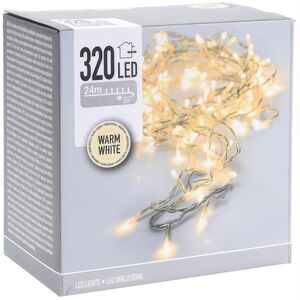 Светодиодная гирлянда Koopman Comfort 24 м, 320 теплых белых LED ламп, прозрачный ПВХ, контроллер, таймер, IP44