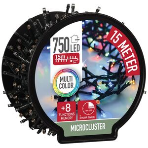 Гирлянда на катушке Koopman Snake Comfort Basic 15 м, 750 разноцветных LED ламп, зеленый ПВХ, контроллер, таймер, IP44