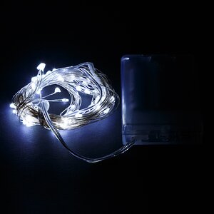 Гирлянда на елку Лучи Росы 10*0.8 м, 80 холодных белых мини LED ламп, серебряная проволока, батарейки, IP20 Koopman фото 2
