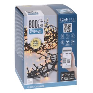 Светодиодная гирлянда Koopman Snake Comfort 16 м, 800 экстра теплых белых LED ламп, зеленый ПВХ, управление с телефона, контроллер, диммер, IP44 Koopman (Купман) фото 2