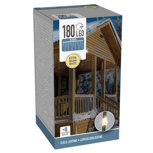 Светодиодная гирлянда бахрома 3.5*0.5 м, 180 экстра теплых LED ламп, контроллер, зеленый ПВХ, IP44 Koopman фото 2