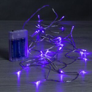 Светодиодная гирлянда Фантазия на батарейках 3 м, 30 фиолетовых LED ламп, прозрачный ПВХ, IP20 Koopman фото 1