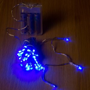 Светодиодная гирлянда Фантазия на батарейках, синих LED ламп, прозрачный ПВХ, IP20